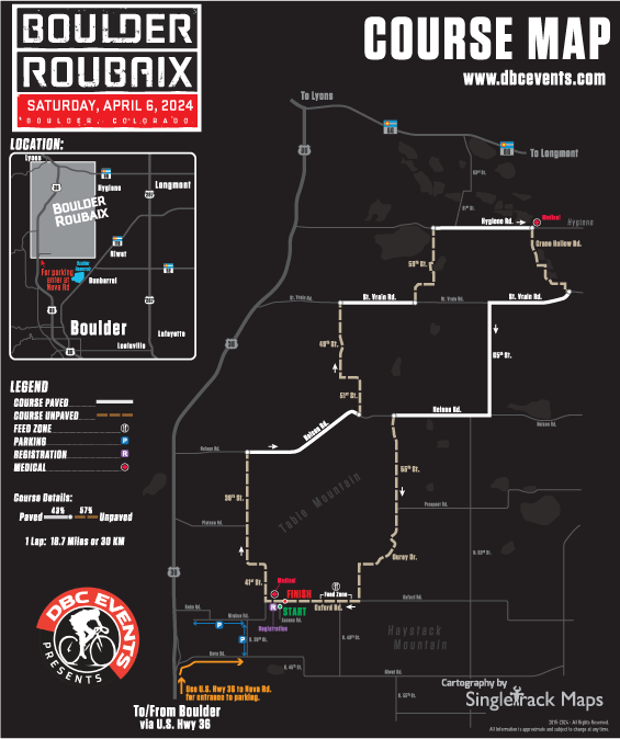 2024 Boulder Roubaix Course Map